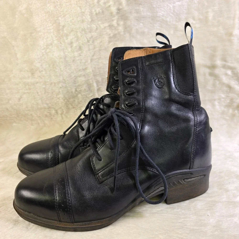 Ariat Paddock Boots Performer Pro Cobalt XR Black Leather Moto Lace Up Men 10.5D